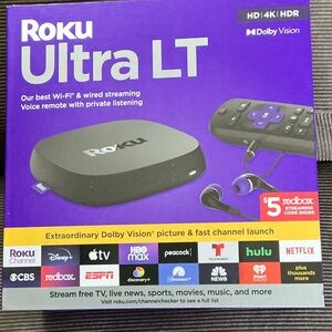 Roku Ultra LT Streaming Player - Purple and Black - NEW Unopened.